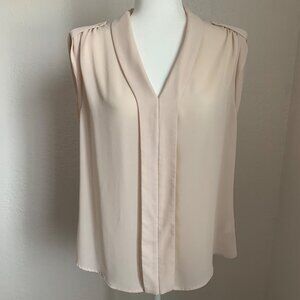 JOE FRESH Pale Pink Sleeveless Semi Sheer Blouse L